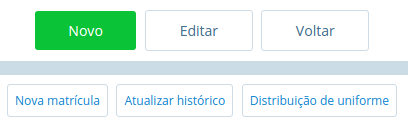 Botões do registro de aluno